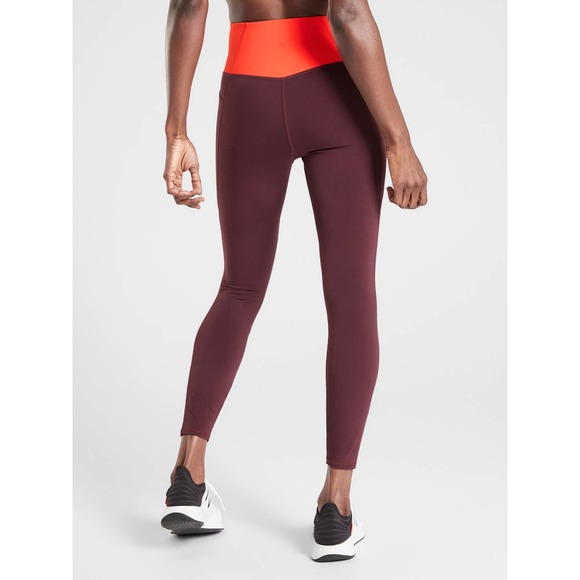 Athleta Leggings XS Purple Coloblock Tenacity 7/8 High Rise Mesh Crop Workout - Picture 4 of 16